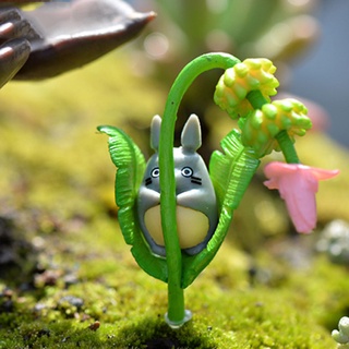 YIYUN Lindo Figurilla en miniatura Artesanía Decoración Bonsai Micro paisaje Miniatura 8 piezas Mi vecino Totoro Oficina Modelo Totoro Anime japonés Adorno de jardín de hadas (7)
