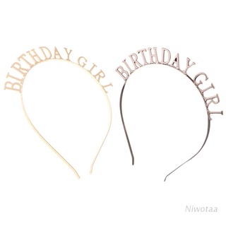niwotaa minimalista mujeres metal aleación delgada diadema hueco cumpleaños niña letras aro de pelo pulido metálico fiesta corona foto props