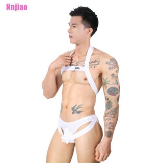 <Nnjiao> lencería masculina arnés Halter hueco elástico correa de pecho body muscular disfraz (5)