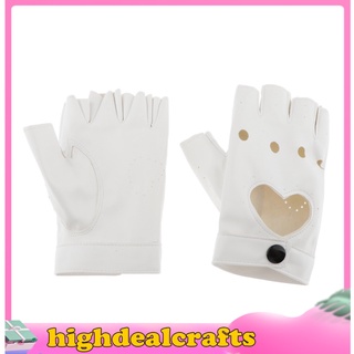[✔️highdeal✔️] 2pcs Half Finger Gloves Women Leather Heart Hollow Mitten Punk Rock Gloves