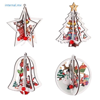 int0 4pcs 3d adorno de navidad de madera colgante colgante de navidad árbol de navidad estrella decorativa decoraciones huecas para vacaciones