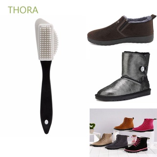 THORA 15.70*4.20*3.20cm Shoes Brush Shoes Cleaning 3 Sides S Shape Useful Plastic Black Soft Boots Nubuck Suede/Multicolor