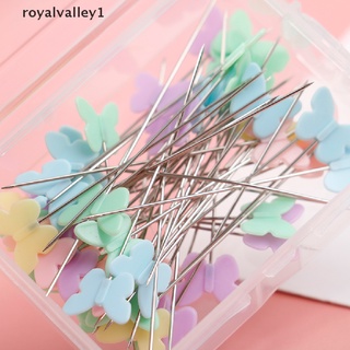 royalvalley1 50 pzs alfiler de costura con cabeza plana de mariposa colores mezclados para costura/herramienta de costura mx