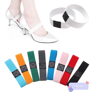 elm12 1 par de zapatos de moda banda de sujeción suelta tacones altos correas de zapatos de las mujeres anti-derrodilla de color sólido alto elástico zapato de encaje/multicolor