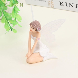 CHINKIN Regalos de Navidad Ornamentos de jardin Resina White Angel Doll Flying Flower Fairy Paisaje en miniatura Cartoon Moda Figuras de juguete Auto Decoracion de pastel
