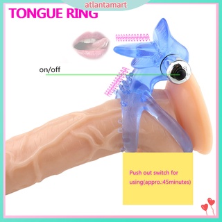 Big Tongue Male Time Delay Ejaculation Vibrator Cock Ring Penis Lock Sex Toy