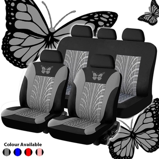 General asiento de coche cubierta conjunto de mariposa patrón bordado cubierta de asiento de coche conjunto completo accesorios interiores Auto asiento cubierta de coche estilo