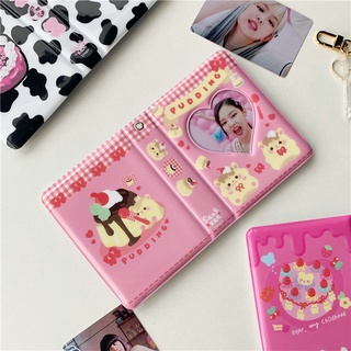 Mini 3 Inch Heart Photo Album with 20pcs Sleeves Bags Cute Pudding Bear Storage Card Bag Postcards Collect Photo Album Organizer (3)