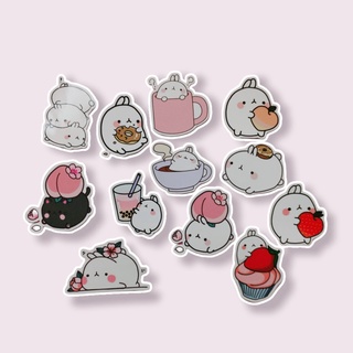 Pegatinas MOLANG Scrapbooking Journal Cute Cartoon Kawaii Pink For Girls LuggageToy Stickers