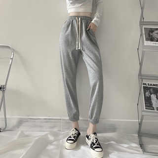 Pantalones deportivos grises para mujer Otoño e Invierno 2021 nuevos pantalones de chándal casuales versátiles de adelga