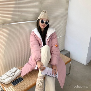 Color down Jacket Preppy Style Loose Slimming down Cotton-Padded Coat Women's Mid-Length Padded Coat Colorful Sweater Hat Casual Loose Jacket Winter