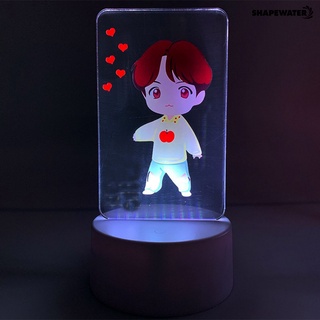 colorido kpop bts miembro de dibujos animados figura diseño de la lámpara decoración adorno luz de noche (8)