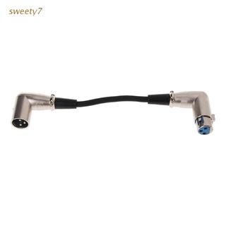 sweety7 90 Degree Angled 3-Pin XLR Male To Female Audio Cable 0.2m For Microphone Mixer
