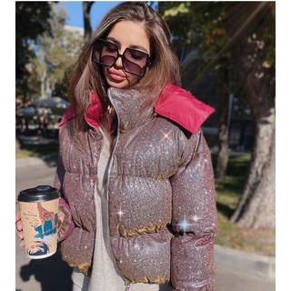 JCA-Women Fluorescent Coat, Winter Adults Long Sleeve Stand Collar Hooded