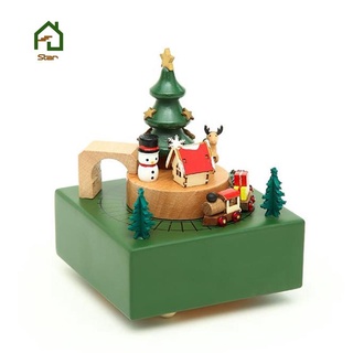 Carrusel de madera caja de música de navidad niña niño cumpleaños muebles del hogar Retro decoraciones de madera caja de música