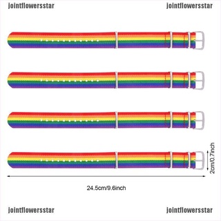 JO6MX 4 Pcs Rainbow LGBT Pride Bracelet Rainbow Adjustable Color Canvas Watch band TOM