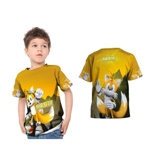Sonic The Hedgehog amarillo Fullprint personalizado niños camiseta