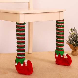 haofanzao 1Pc Elf rayas mesa de comedor pierna silla pie cubierta protectora decoración de navidad (5)
