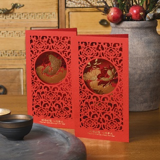 High-end Business New Year&#39;s Cards Chinese Style Paper-cut New Year New Year&#39;s Cards Tri-fold Thank You Cards New Year&#39;s Day Blessing Cards