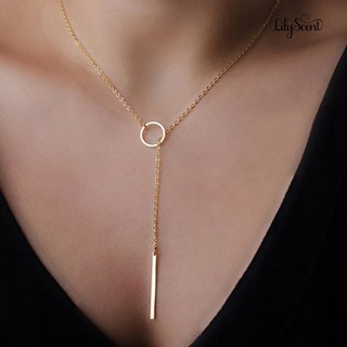 [NE] elegante collar con colgante de barra de círculo en forma de Y para mujer