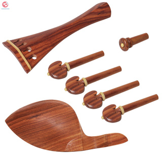 RD Muslady 4/4 Violin Accessory Parts Set Red Solid Wood with Tailpiece Chin Rest End Pin Tuning Pegs (1)