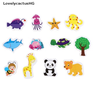 [LovelycactusHG] 12Pcs Mix Ocean Animals Wooden Fridge Magnet Creative Cartoon 3D Stickers Toys Recommended