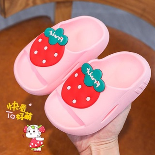 Sandalias y zapatillas infantiles femeninas de dibujos animados fresa bebé hogar lindo no-sli