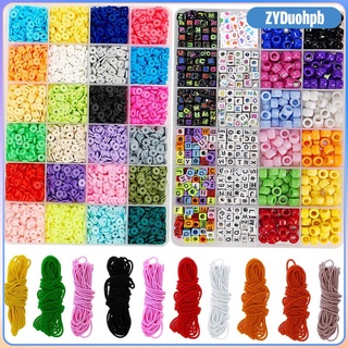 5770 piezas de perlas de arcilla de 6 mm plana redonda polimérica arcilla espaciador cuentas con letras cuentas pony kit y 10 colores elásticos