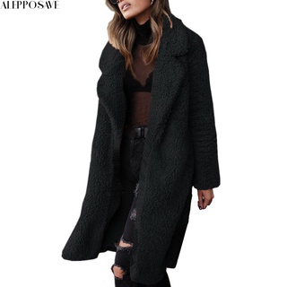 alepposave outwear abrigo de gran tamaño de color puro solapa abrigo largo caliente para la oficina (8)