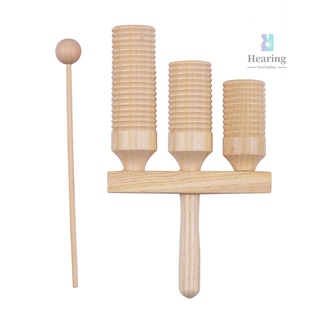 >> Bloque de madera de percusión en 3 tonos de percusión de madera instrumento Musical juguetes musicales para niños con mazo