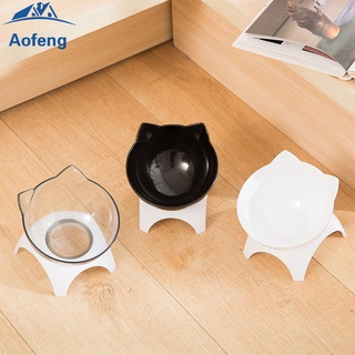 (formyhome) pet bowl oblicua transparente antideslizante lindo oreja gato tazón de alimentos suministros para mascotas