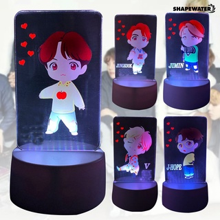 colorido kpop bts miembro de dibujos animados figura diseño de la lámpara decoración adorno luz de noche (1)