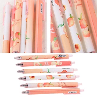【Ready Stock】 Cute Peach Gel Pen Student Press 0.5mm Supplies Pen For Girl Office Kawaii S4I5 (6)