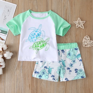 ╭trendywill╮Toddler Baby Boys Short Sleeve Cartoon T-shirt Shorts Outfits Set Casual Clothes
