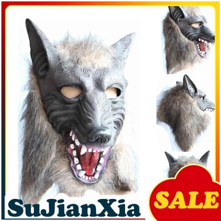 Sujianxia Creepy látex Animal lobo cabeza máscara para Halloween fiesta disfraz Cosplay Prop