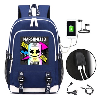 high quanlity dj marshmello mochila escuela secundaria estudiantes bolsa de carga usb bolsa de lona con cordones gratis