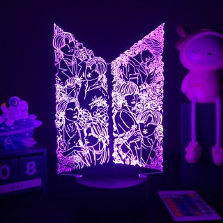 Kpop BTS Led luz de noche para decoración del hogar colorido luz de noche regalo para ARMY 3d lámpara celebridad