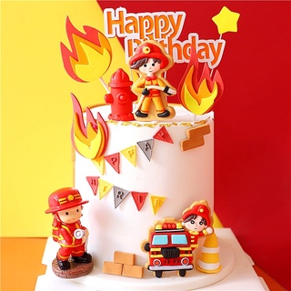 Fireman Set escalera de fuego decoración de camión para el día de los niños tanque de agua feliz cumpleaños tarta decoración de fiesta suministros de moda regalos