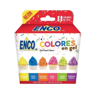 Kit 6 Colores Gel Neón Comestibles 20 Grs Enco Pt-920006