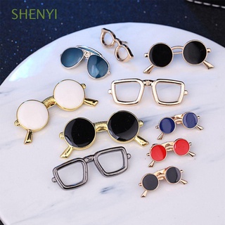 SHENYI Moda F. EsMX broche de gafas Multicolor Anillos. Broche Esmalte de porcelana Camisa Chaqueta Forma de anteojos Accesorios de montaje Accesorios Insignia
