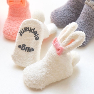 hattie nuevos calcetines de piso accesorios de ropa de felpa conejo oreja bebé calcetines regalo recién nacido navidad invierno caliente para bebé espesar/multicolor (5)