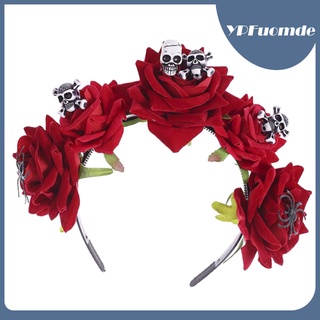 Halloween Flower Headbands Skull Floral Hair Hoop Halloween Party Costumes for Women Girls Cosplay, Photo Booth Party