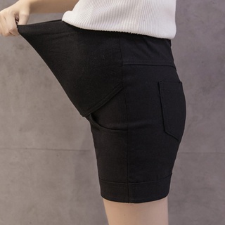 Leggings De Algodón Elástico Casual Para Mujer/Pantalones Cortos De Maternidad De Color Sólido (2)