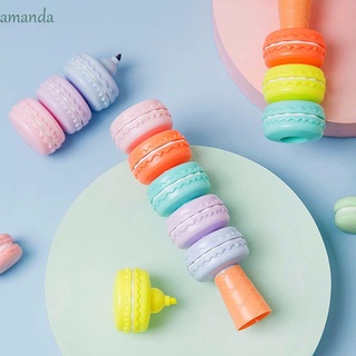 AMANDA Kawaii Marker Pen Candy Color Fluorecent Pen Highlighter Drawing Cookie Highlight Mark|Cake Pen Assembly Writing Tool/Multicolor