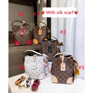 With silk scarf LV Louis Vuitton Handbags ready stock High quality fashion PU leather shoulder bag Hot sale For Women/Men