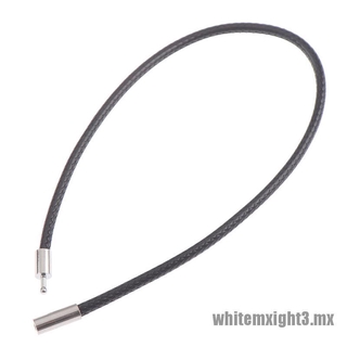 Blanco/3 mm negro cordón de cuero de cera cuerda de encaje cadena con hebilla rotativa de acero inoxidable (4)