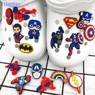 Familias. 10pcs Spiderman Crocs Diy dibujos animados zapatos Charm para Crocs zapatillas estilo aleatorio