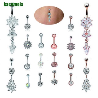 [KACOI] juego de 9 piezas colgantes de cristal de diamantes de imitación del ombligo anillo de ombligo barra Piercing joyería MSEZ