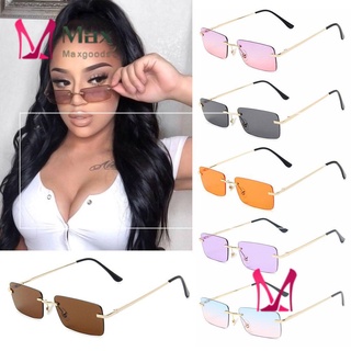 Max moda gafas de sol Unisex rectángulo sin montura mujeres Vintage gafas de sol pequeño UV400 diseño de lujo Retro gafas de sol gradiente gafas