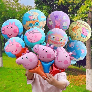 【KT】【11 balloons kit】Peppa pig aluminum balloon stick birthday activities, children's gift party decoration
